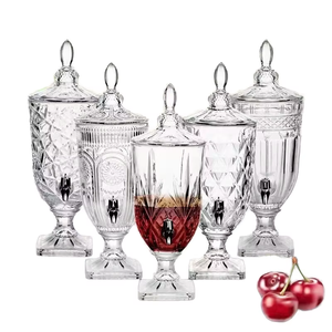 Thiết kế hiện đại công suất lớn nước trái cây Jar thủy tinh pha lê trong suốt Jug với vòi nước dập nổi chai cho nước lạnh và nước trái cây - Product Image 1