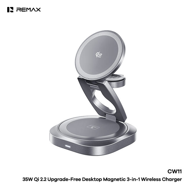REMAX 35W Qi2.2 Upgrade-Free Desktop Magnetic 3-in-1 Wireless Charger CW11