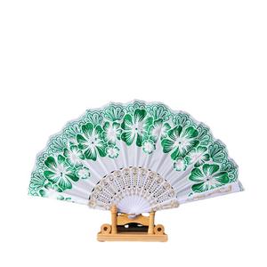 Nouvel an chinois feuille d'or multicolore espagnol imprimé <span class=keywords><strong>tige</strong></span> blanche grande fleur Design poudre d'or étranger <span class=keywords><strong>bambou</strong></span> ventilateur pliant - Product Image 5