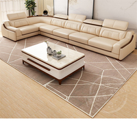 Sofa Seksional Kulit Asli Mewah Modern Eropa dengan Sandaran Kepala yang Dapat Disesuaikan dan Pengisi Daya