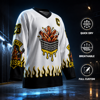 Jersey Hoki Es Sublimasi Custom Cepat Kering Bahan Polyester Bernapas Seragam Tim dengan Nama dan Nomor untuk Pria Remaja Grosir