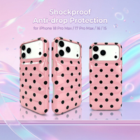 Étui de téléphone matelassé tendance noir et blanc à pois pour iPhone 17 18 Series - Coque de protection élégante en cuir matelassé