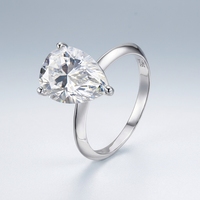 Bague en argent sterling S925 avec moissanite taille poire, solitaire à trois griffes 9x13mm, bijoux pour femme