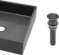 Lavabo mural rectangulaire moderne Homedec Gunmetal Black en acier inoxydable 304 de calibre 16, facile à nettoyer, garantie 3 ans, pour salle de bain