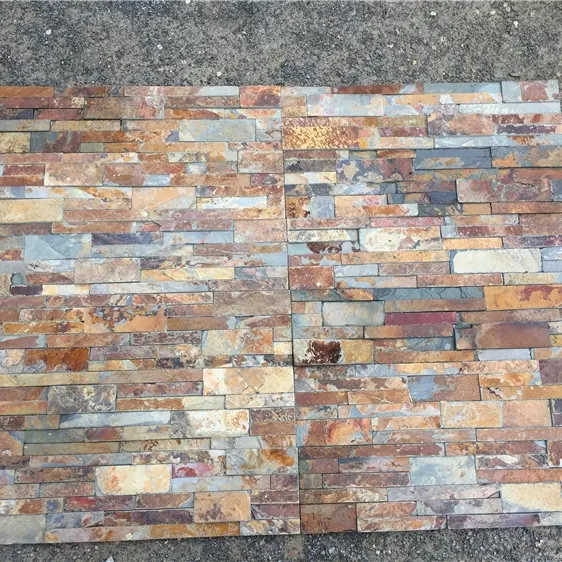 Rusty slate culture stone wall panel