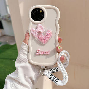 Love cuore fiocco ondulato morbido TPU custodia per telefono appeso corda per <span class=keywords><strong>Samsung</strong></span> S25 Ultra S24 Plus S23 S24FE S23FE A05 A06 A53 A54 <span class=keywords><strong>Cover</strong></span> posteriore - Product Image 3