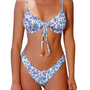 Traje de Baño Bikini de Dos Piezas con un Solo Hombro, Personalizado OEM/ODM, Spandex/Poliéster, Secado Rápido, Sujetador Push-Up, Braguita de Tanga, Color Sólido, Ropa de Playa - Product Image 1