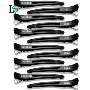 Pinces à <span class=keywords><strong>cheveux</strong></span> personnalisées avec logo pour salon et coiffure à domicile, sectionnement, antidérapantes, bec <span class=keywords><strong>de</strong></span> canard avec bande en silicone - Product Image 1