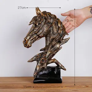 American Retro Animal Lion Horse Head Portrait Decorative Resin Relief Animal Head Home Decor Objects Animal