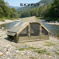 Tente gonflable verte imperméable de 12 m² pour le camping avec double porte et fenêtre de toit en tissu Oxford, ouverture automatique pour une utilisation en extérieur