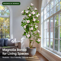 Bonsaï de magnolia artificiel 170-210 cm, faux arbre en plastique en pot pour la décoration intérieure et extérieure de la maison, du bureau et de l'hôtel