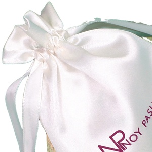Bolsa de Regalo para Joyería Blanca Lisa Personalizada, Bolsa de Satén de Seda con Cordón, Bolsa para Guardar Pelucas - Product Image 4
