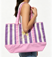 Sac fourre-tout en toile grand format, écologique, personnalisable, couleur bonbon, fleurs brodées, pour femmes, shopping