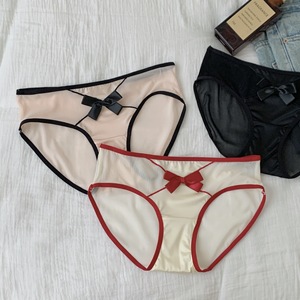 <span class=keywords><strong>Slip</strong></span> da <span class=keywords><strong>Donna</strong></span> in Rete Trasparente di Nylon con Bordo a Contrasto e <span class=keywords><strong>Mini</strong></span> Fiocco in Raso, Sexy e Traspirante, Lingerie Quotidiana - Product Image 3
