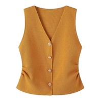IStapromo, regalos, venta al por mayor, Chaleco de punto con cuello en V y una botonadura para mujer francesa, novedad de verano 2025, Top ajustado