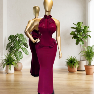 <span class=keywords><strong>Robe</strong></span> <span class=keywords><strong>de</strong></span> soirée longue sirène à col halter et volants pour femme Sehe Fashion - Product Image 2