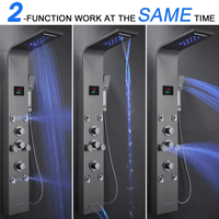Promotion Colonne de Douche Murale en Acier Inoxydable Effet Cascade, Panneaux de Douche LED pour Salle de Bain