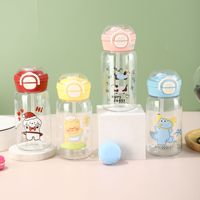 Nouvelle gourde portable en PC anti-fuite à double compartiment, motif dessin animé, avec paille, pour étudiantes et enfants, vente en gros