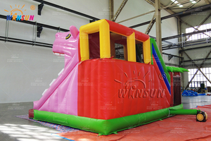 Hippo trẻ em Inflatable bữa tiệc sinh nhật động vật dễ thương với trượt ngoài trời chơi thư bị trả lại nhà bán nhà thương mại cho thuê 2025 - Product Image 4