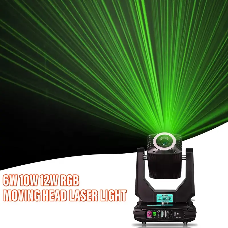 DMX lampu Laser Audio DJ, cahaya panggung bergerak dalam ruangan 6W 10W 12W, Laser kepala profesional