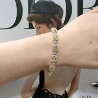 Elegante Brazalete Vintage para Mujer, Chapado en Oro Rosa de 18K, con Diamantes Cultivados en Laboratorio, Corte Esmeralda, Dije de Esmeralda, Joyería de Regalo para Novia, IGI