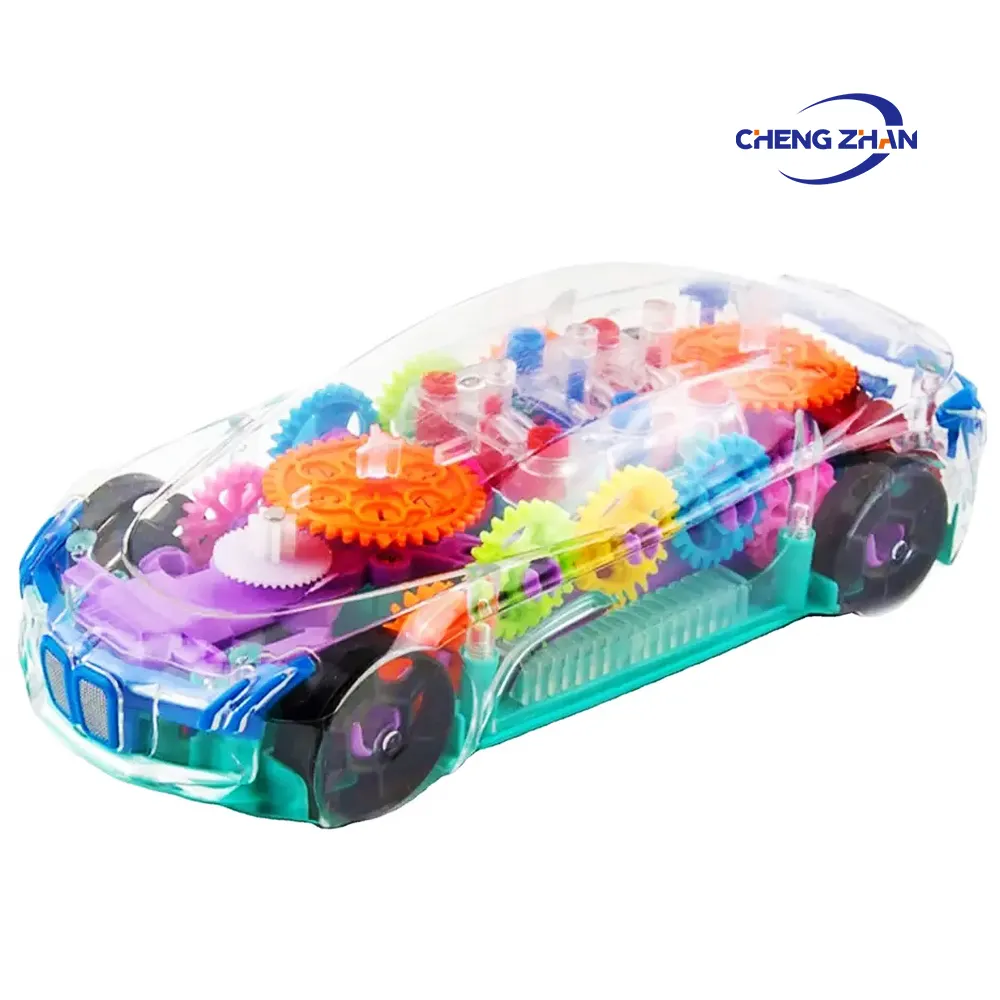 2024 नई एसटीईएम एजुकेशन DIY गियर पारदर्शी खिलौना कार म्यूजिक लाइट्स इलेक्ट्रिक यूनिवर्सल किड टॉय ट्रक रंगीन लाइट म्यूजिक के साथ