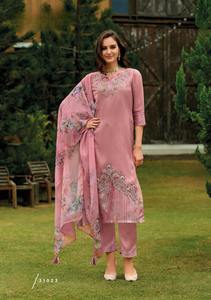 Lo último en tela de organza bordada y hecha a mano Kurti y pantalón con impresión digital Organza Dupatta - Product Image 2