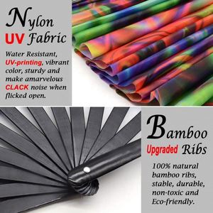 Éventail à main en bambou gravé personnalisé avec logo, grand format, anti-UV, pour festivals, avec motif sculpté - Product Image 3