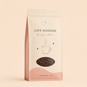 Sacchetto per Caffè in Grani con Finestra Semicircolare e Valvola, Antiumidità, in Mylar, Color Crema <span class=keywords><strong>Teal</strong></span> e Rosa Antico, da 250g, 500g, 1kg - Product Image 2