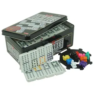 Factory wholesale custom double 12 dominoes set Mexican train game set colored dot with tin box for entertainment Products