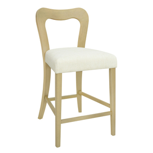 Oe Home Lot de 2 tabourets de comptoir en bois et tissu, sans accoudoirs, chaise de cuisine/salle à manger moderne, beige/vert/caramel, structure en bois d'hévéa - Product Image 4