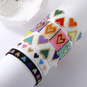 Pulseras con cuentas de corazón Miyuki ajustable para mujer, joyería hecha a mano