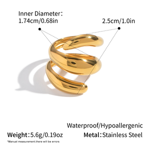 Anello YF8314 con Linea Rotante Aperta, <span class=keywords><strong>Personalità</strong></span> Unica, Placcato in Oro 18K, Impermeabile e Resistente allo Sbiadimento, in Acciaio Inossidabile - Product Image 6