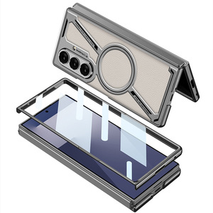 Aleación de aluminio Cuero Protección de metal Película templada Claro Protección <span class=keywords><strong>completa</strong></span> Funda de teléfono para Samsung Z Fold 7 5 4 3 - Product Image 6