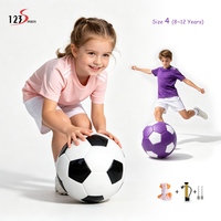 Ballon de football d'entraînement miniature en PVC et caoutchouc pour enfants, léger et écologique, le plus vendu, avec pompe à air, aiguille de gonflage et sac en filet