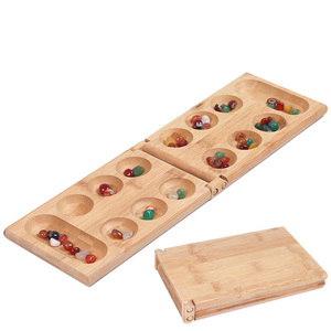 Di alta qualità portatile pieghevole in legno di bambù scacchi <span class=keywords><strong>Mancala</strong></span> giochi da tavolo Set con pietre <span class=keywords><strong>Mancala</strong></span> di vetro - Product Image 2