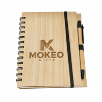 Bloc-notes en spirale en bambou écologique avec stylo, journal de voyage personnalisé, carnet de notes, cadeau promotionnel de marque