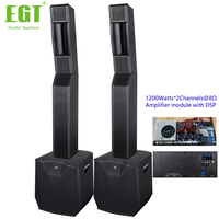Enceinte colonne active 2 canaux EGT 1200W avec DSP intégré, système de sonorisation professionnel et subwoofer 15 pouces pour scène de concert