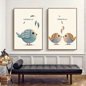 Dessin animé <span class=keywords><strong>oiseaux</strong></span> <span class=keywords><strong>plumes</strong></span> toile imprimé <span class=keywords><strong>peinture</strong></span> maison chambre <span class=keywords><strong>d</strong></span>'enfants image Art <span class=keywords><strong>d</strong></span>écor <span class=keywords><strong>peinture</strong></span> à l'huile <span class=keywords><strong>sur</strong></span> toile affiches et imprimés Art Pict - Product Image 3
