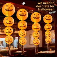 Lanternes en papier citrouille d'Halloween, décorations pour une fête sur le thème des fantômes, ornements suspendus adaptés aux bars et aux centres commerciaux