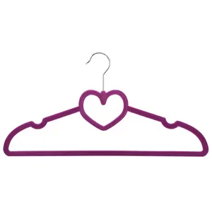 Wholesale Heart Shape Velvet Hangers Cascading Velvet Hanger For Adult And Kids Clothing