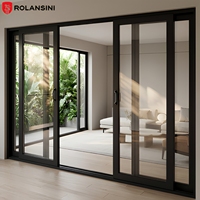 Puerta Corredera de Vidrio Templado de Doble Acristalamiento, Impermeable, con Marco de Aluminio con Rotura de Puente Térmico, Moderna, para Interiores, con Certificación CE, Marca Rolansini