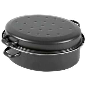 Krüger Gänsebräter ovale 10,5 l Ø 42cm emailliert schwarz mat - Product Image 1