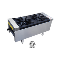Certificat ETL approuvé en acier inoxydable 2 brûleurs gaz comptoir cuisinière équipement commercial pour restaurant et cuisine