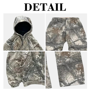 KingSen Ensemble de survêtement personnalisé pour homme, 100% Coton, imprimé intégral, comprenant un sweat à capuche zippé à épaules tombantes et un pantalon, coupe ample, style streetwear - Product Image 6