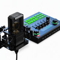 Kit de microphone à condensateur V9SJ avec carte son en direct, réduction de bruit 32 bits pour la surveillance vocale à double canal et zéro latence
