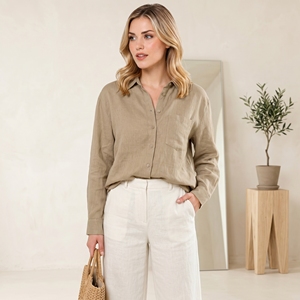NUOVE Camicette in <span class=keywords><strong>Lino</strong></span> Vintage di Alta Qualità, Vestibilità Comoda e Morbida, Tinta Unita, per Donne, Camicie in Cotone e <span class=keywords><strong>Lino</strong></span>, Design per l'Uso Quotidiano - Product Image 2