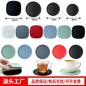 Silicone Coasters 3mm Thick Food Grade Solid Color Round Heat Insulation Mats For Coffee <b>Tea</b> <b>Cup</b> Protection - Product Image 4