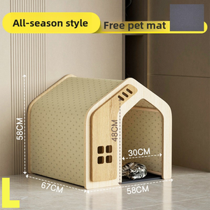 Современная деревянная клетка для собак JSD: всесезонное комфортное маленькое лежанка с застежкой на липучке, прочная, простая в сборке, для использования в помещении. - Product Image 3