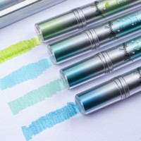 12 stylos fluorescents zodiaque Oblique brillant cristal de glace acrylique marqueurs à paillettes surligneurs ensemble pour cadeaux de noël/anniversaire